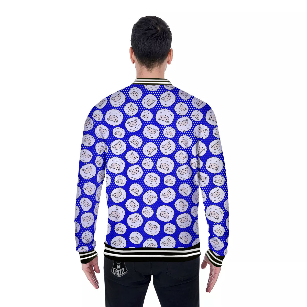 Sheep Cartoon Print Pattern Baseball Jacket-grizzshop