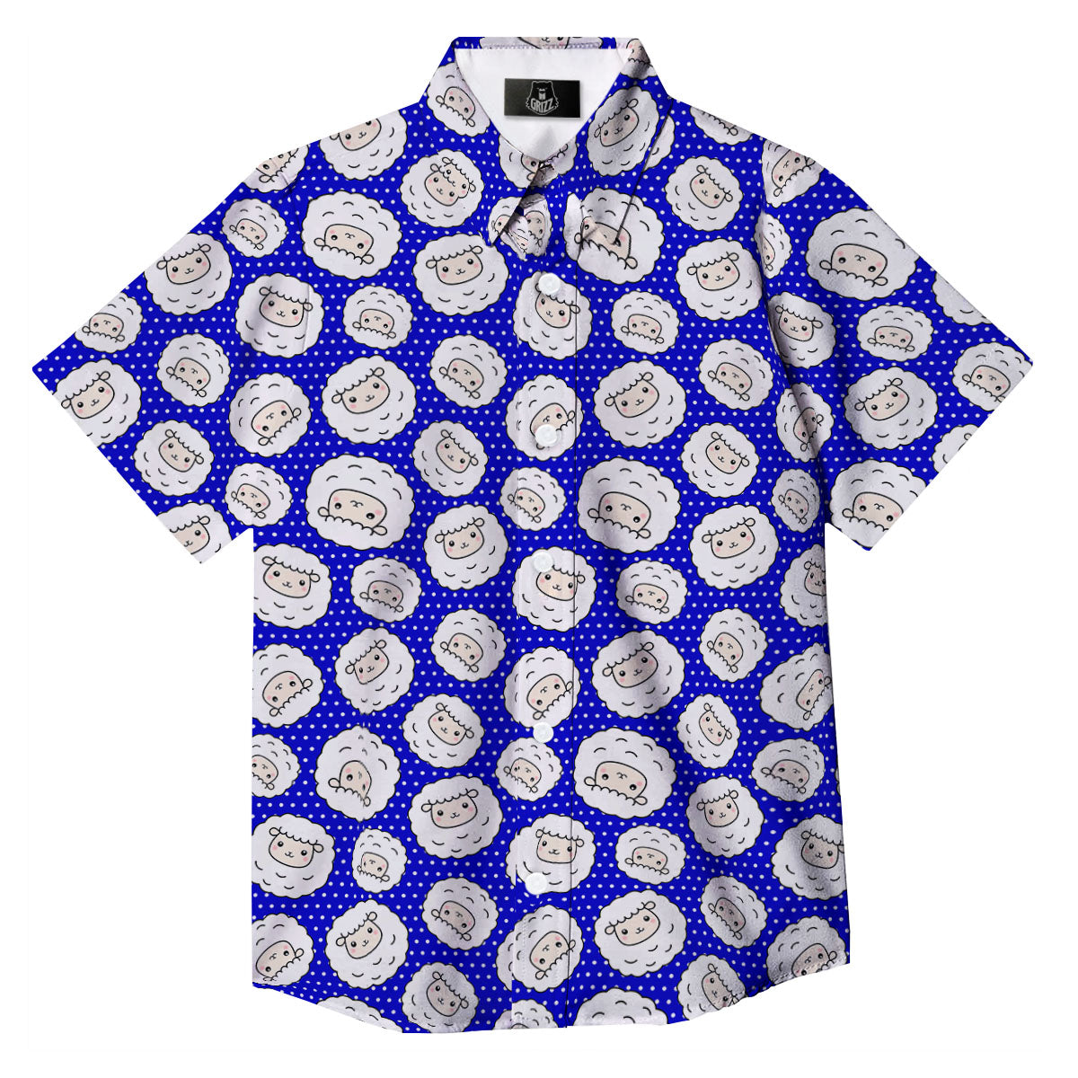 Sheep Cartoon Print Pattern Button Up Shirt-grizzshop