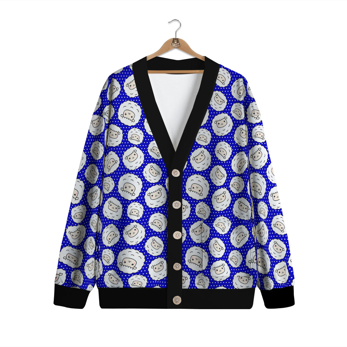 Sheep Cartoon Print Pattern Cardigan-grizzshop