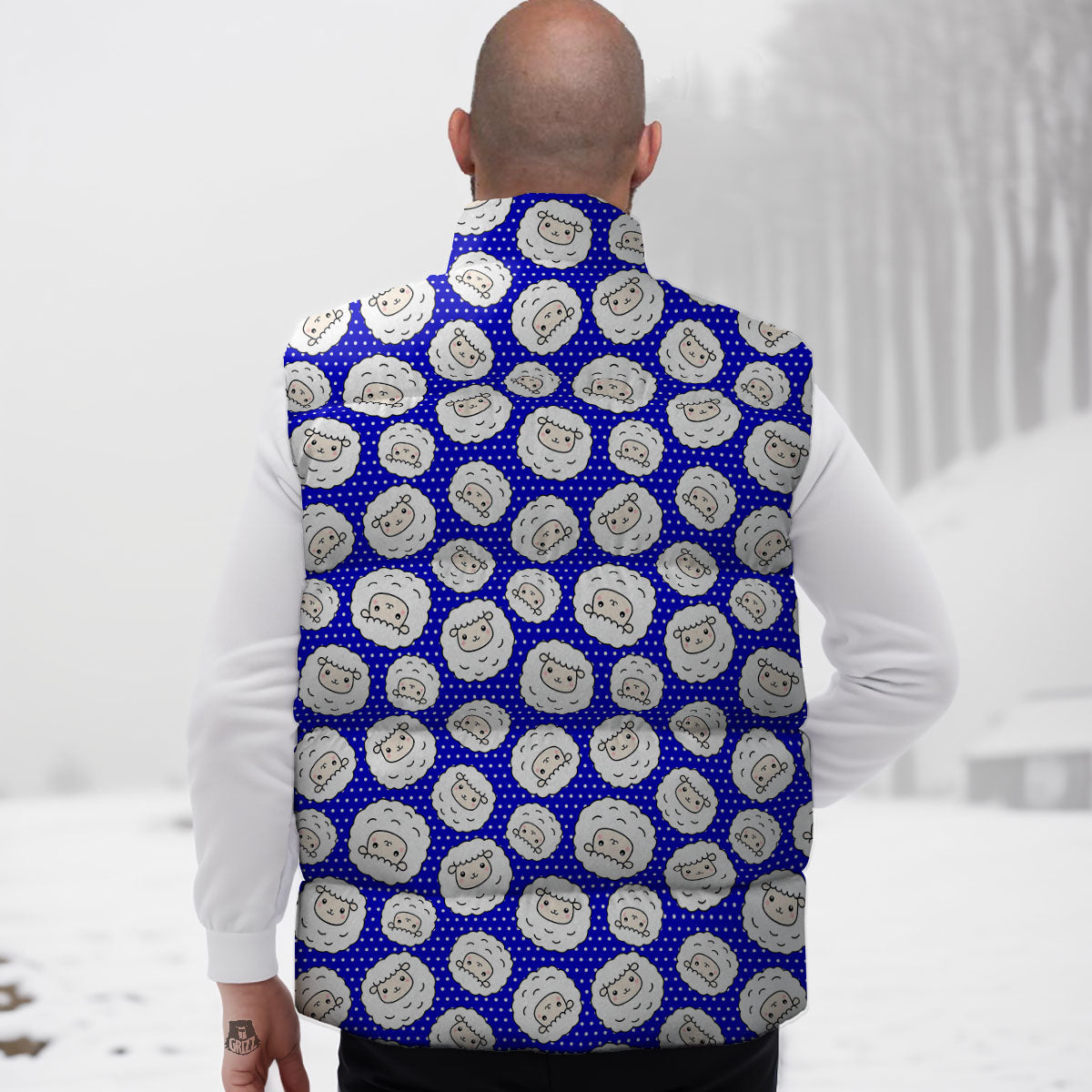 Sheep Cartoon Print Pattern Down Vest