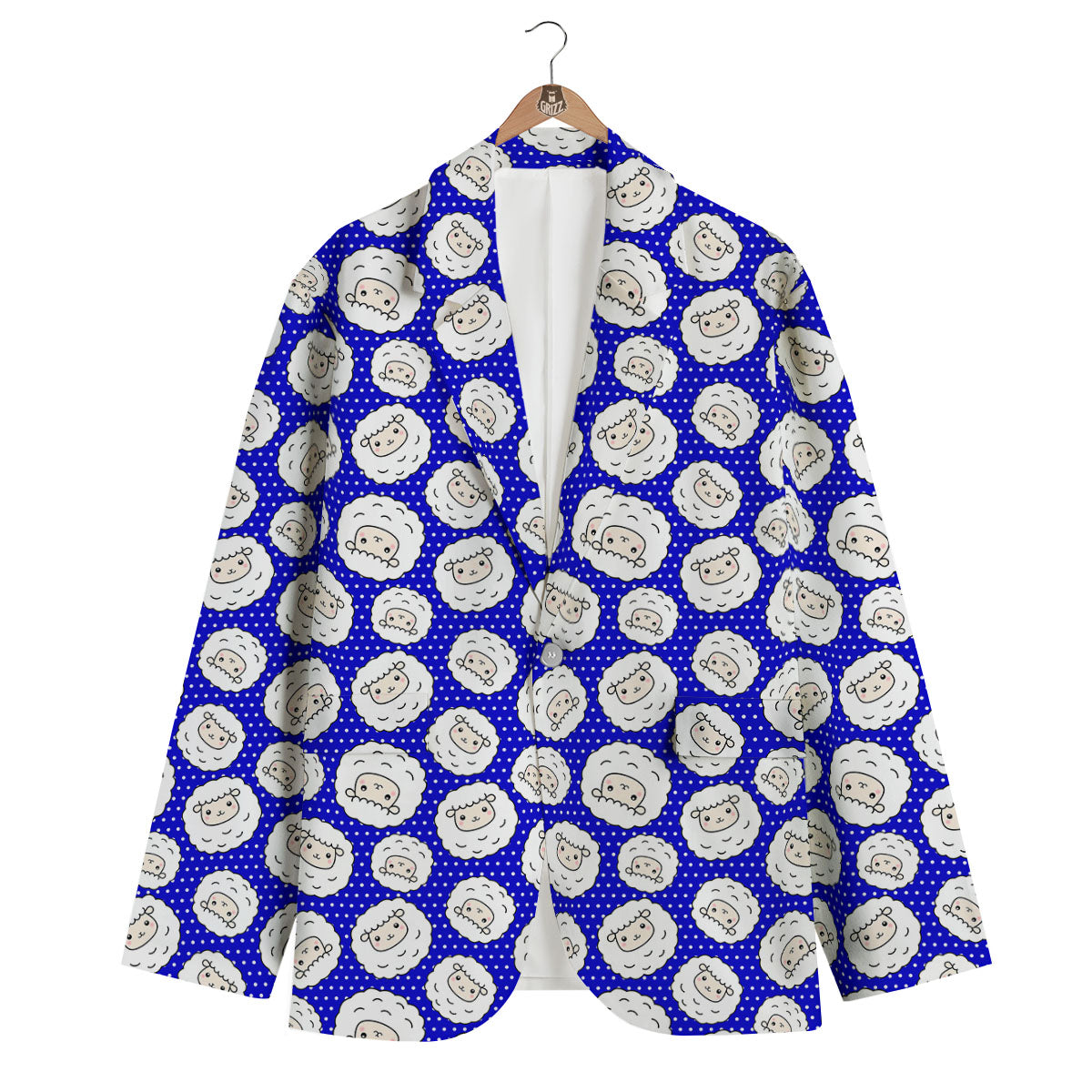 Sheep Cartoon Print Pattern Men's Blazer-grizzshop