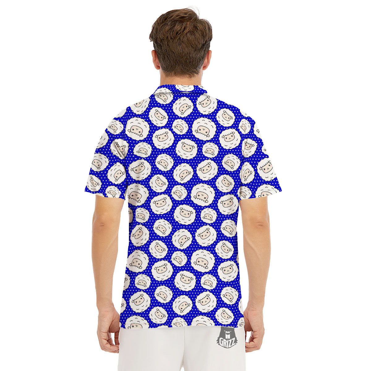 Sheep Cartoon Print Pattern Men's Golf Shirts-grizzshop