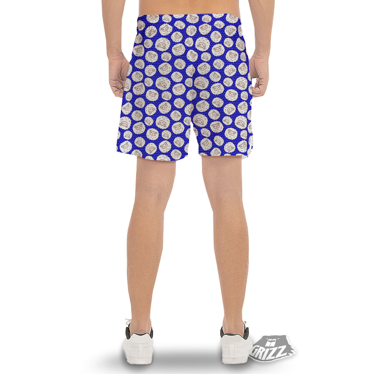 Sheep Cartoon Print Pattern Men's Gym Shorts-grizzshop