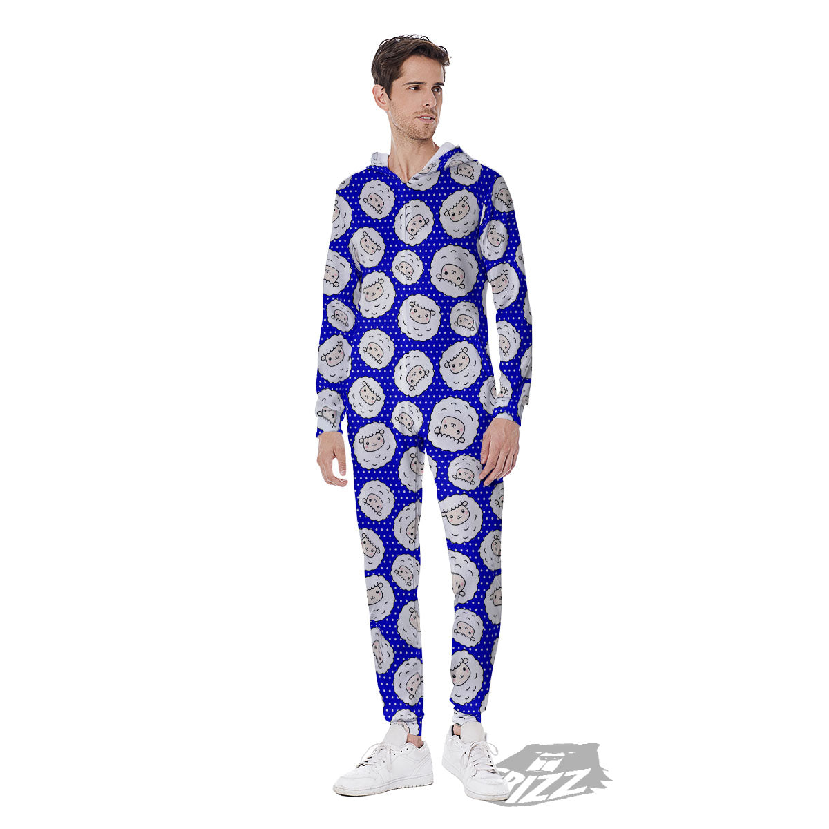 Sheep Cartoon Print Pattern Men's Jumpsuit-grizzshop