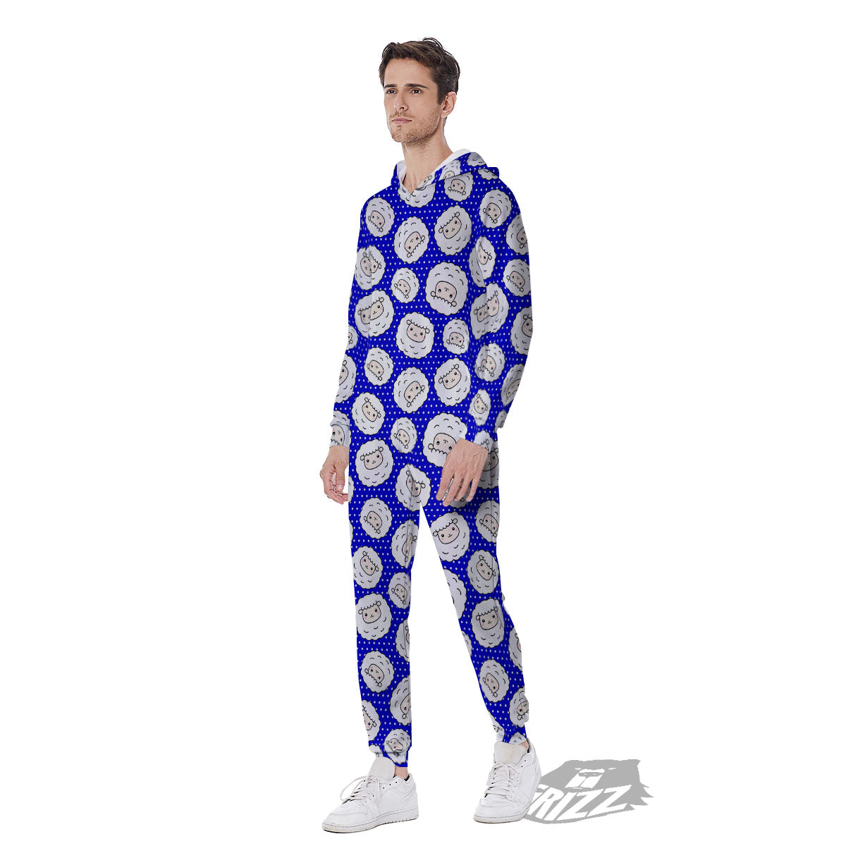 Sheep Cartoon Print Pattern Men's Jumpsuit-grizzshop