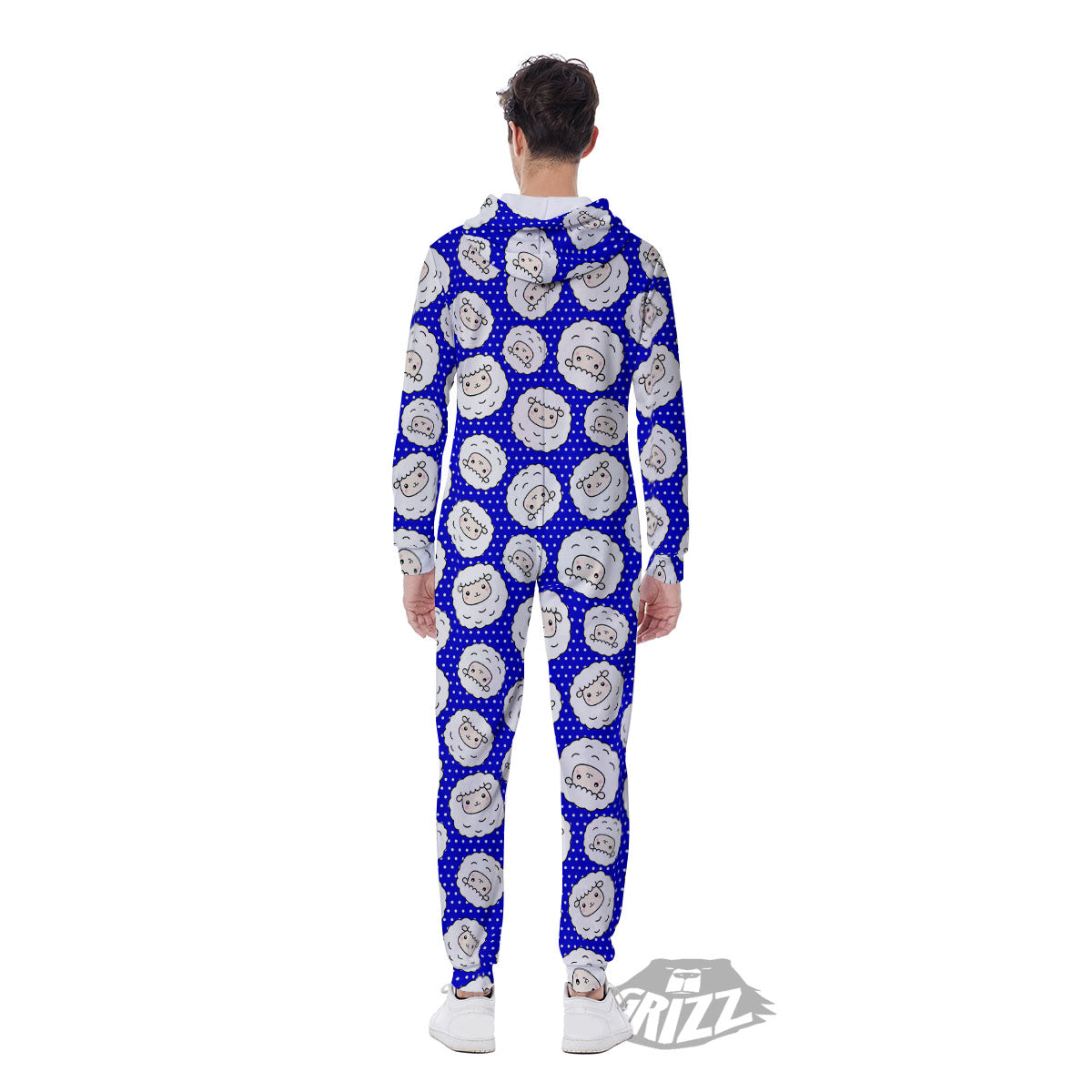 Sheep Cartoon Print Pattern Men's Jumpsuit-grizzshop