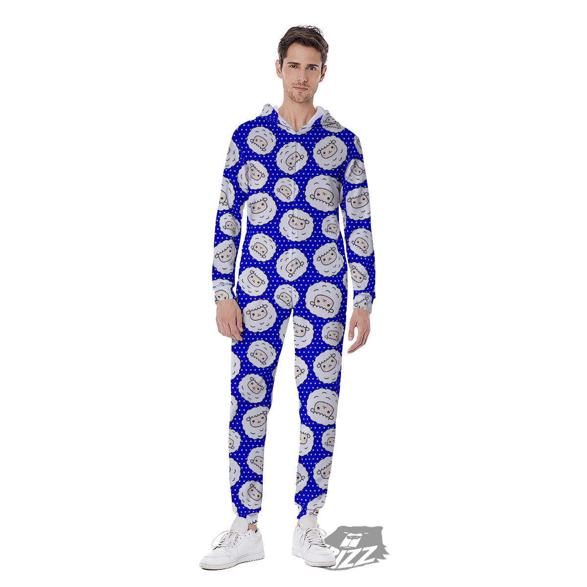 Sheep Cartoon Print Pattern Men's Jumpsuit-grizzshop