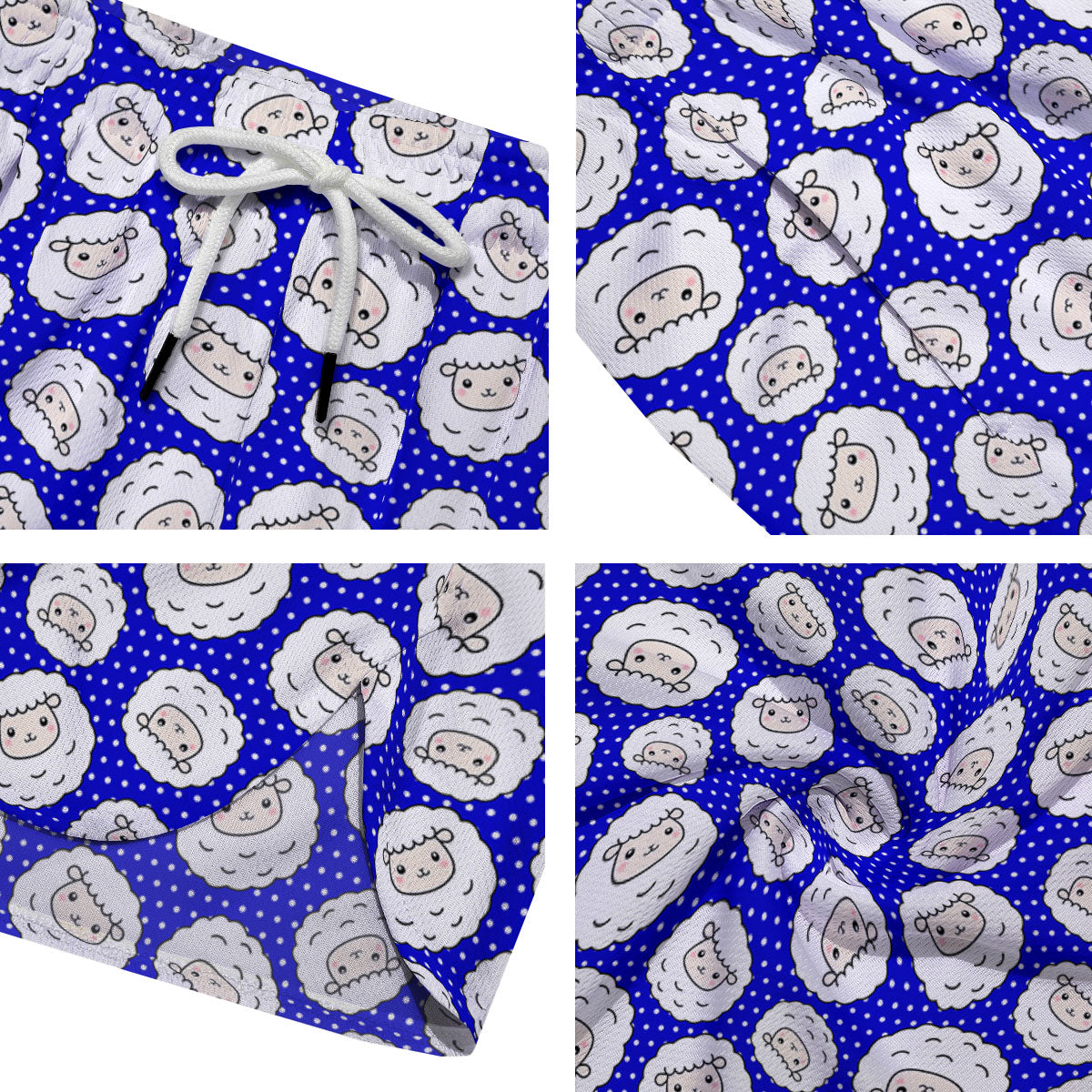 Sheep Cartoon Print Pattern Men's Running Shorts-grizzshop