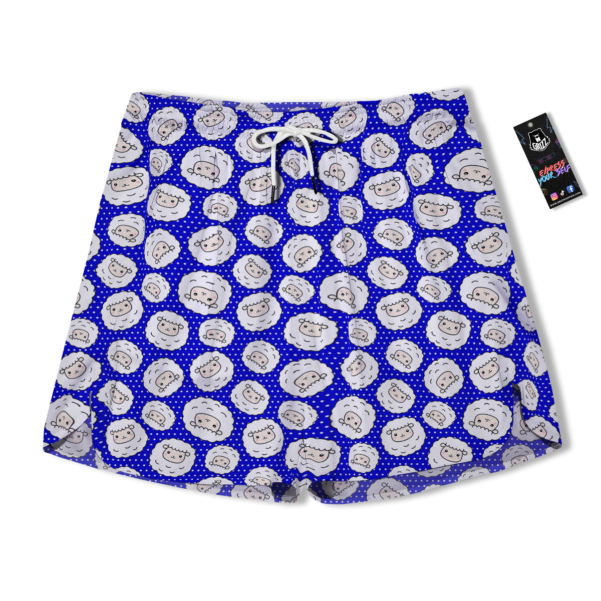 Sheep Cartoon Print Pattern Men's Running Shorts-grizzshop