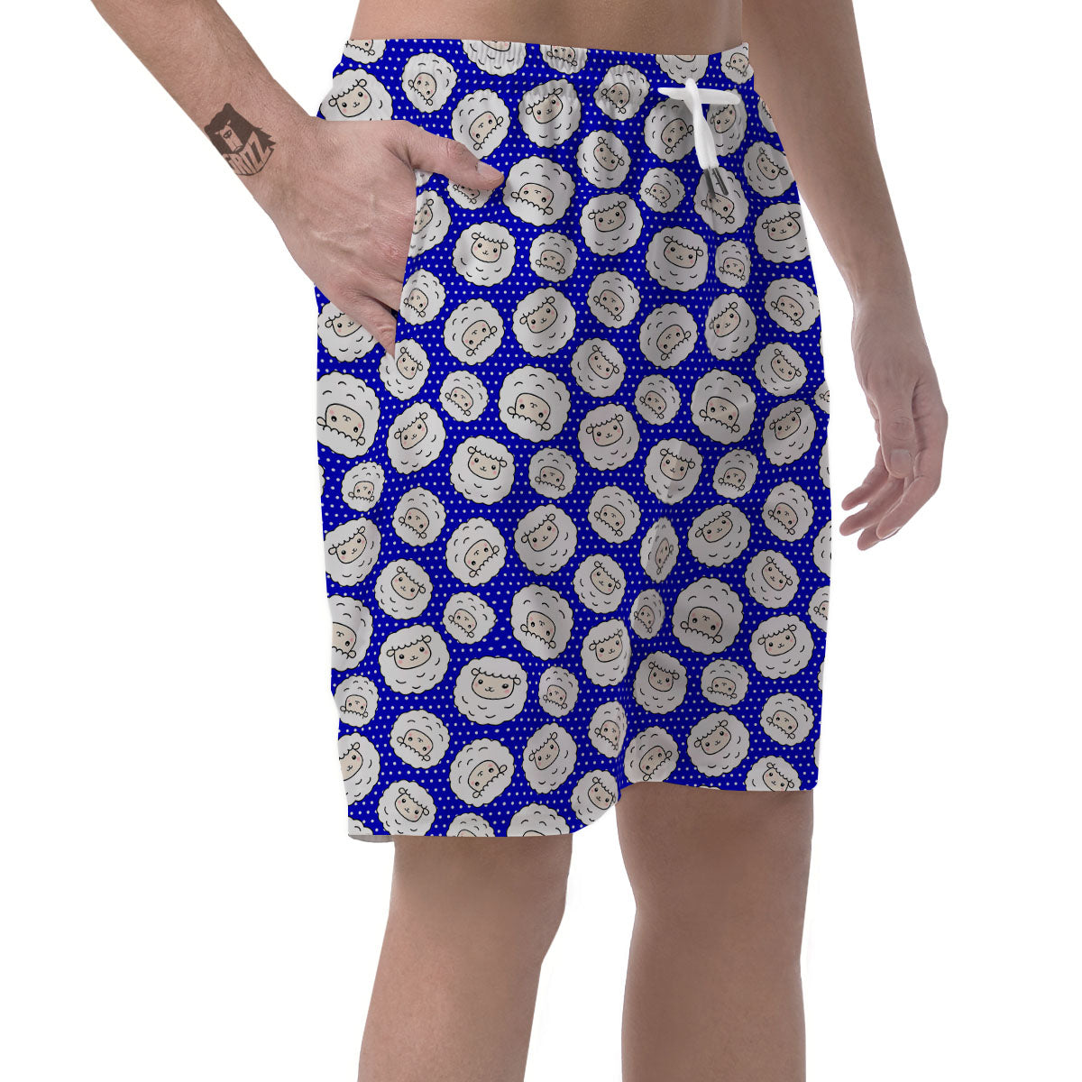 Sheep Cartoon Print Pattern Men's Shorts-grizzshop