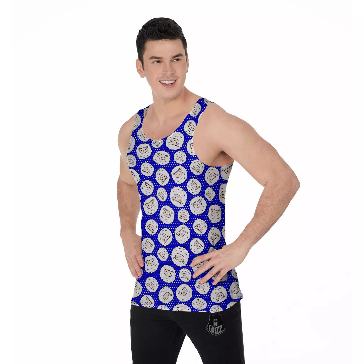 Sheep Cartoon Print Pattern Men's Tank Top-grizzshop