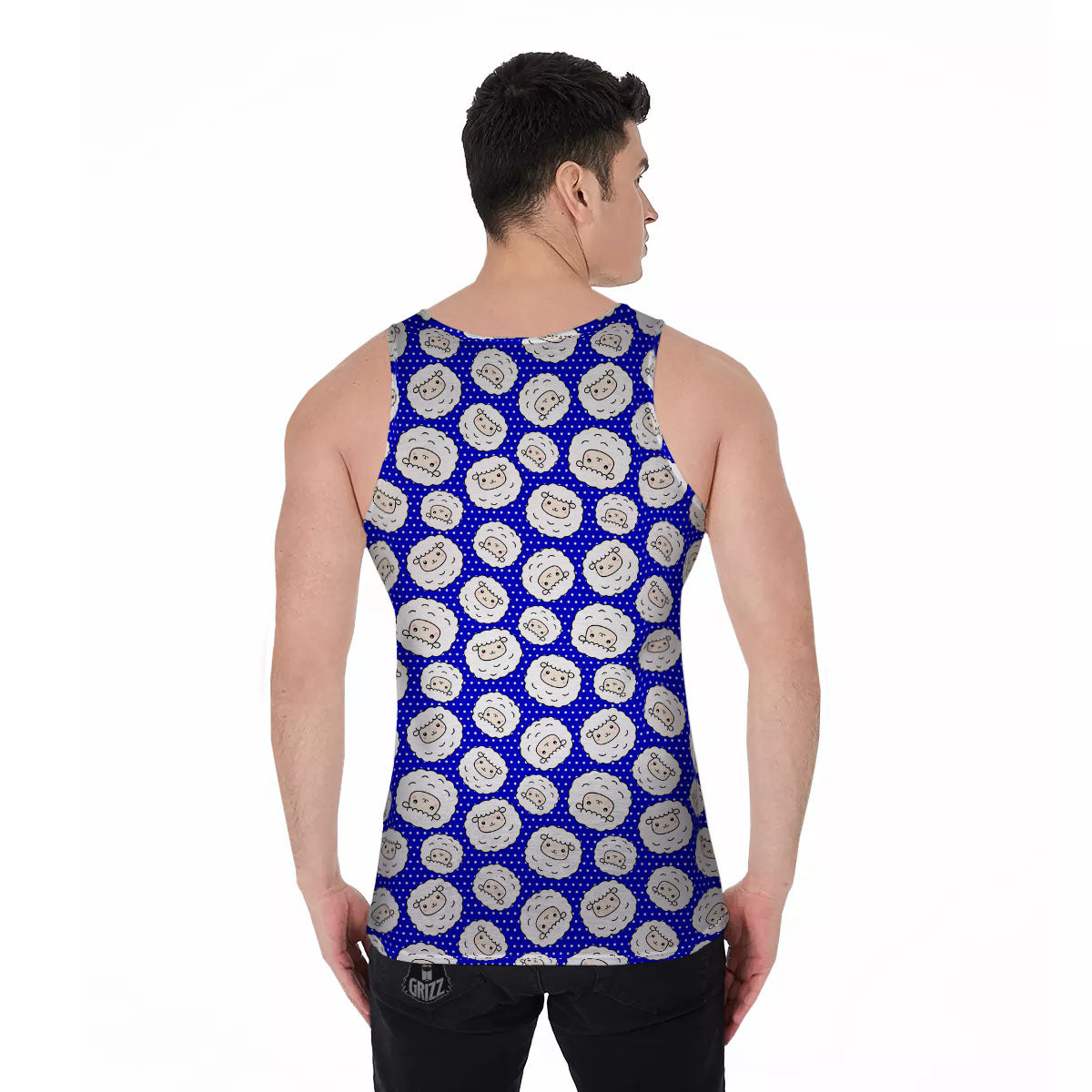 Sheep Cartoon Print Pattern Men's Tank Top-grizzshop