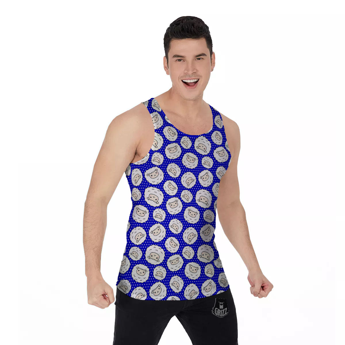Sheep Cartoon Print Pattern Men's Tank Top-grizzshop