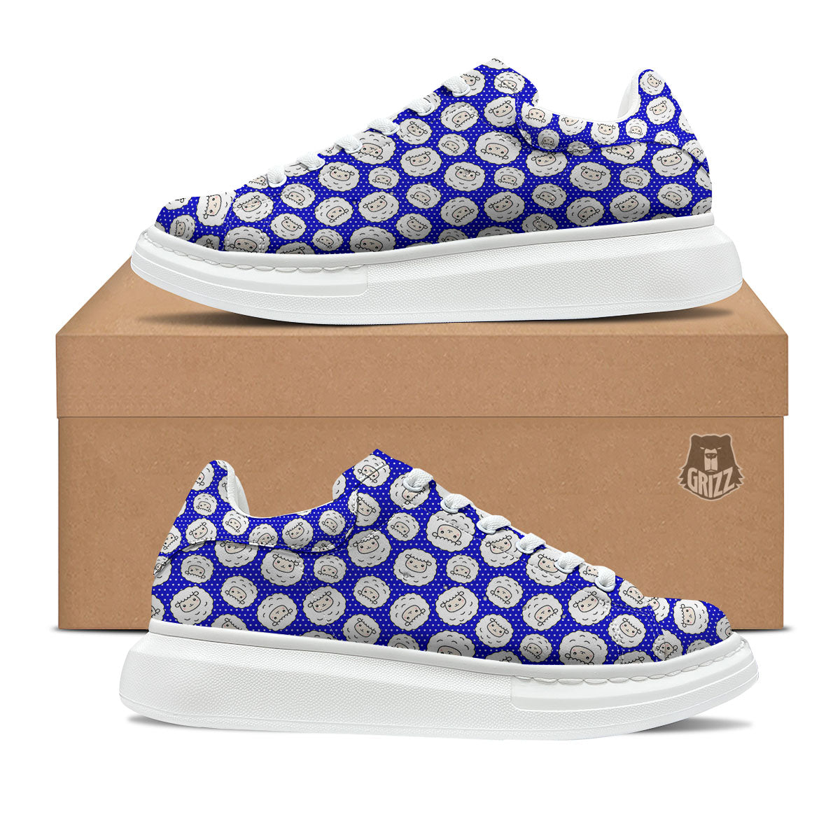 Sheep Cartoon Print Pattern Platform Shoes-grizzshop