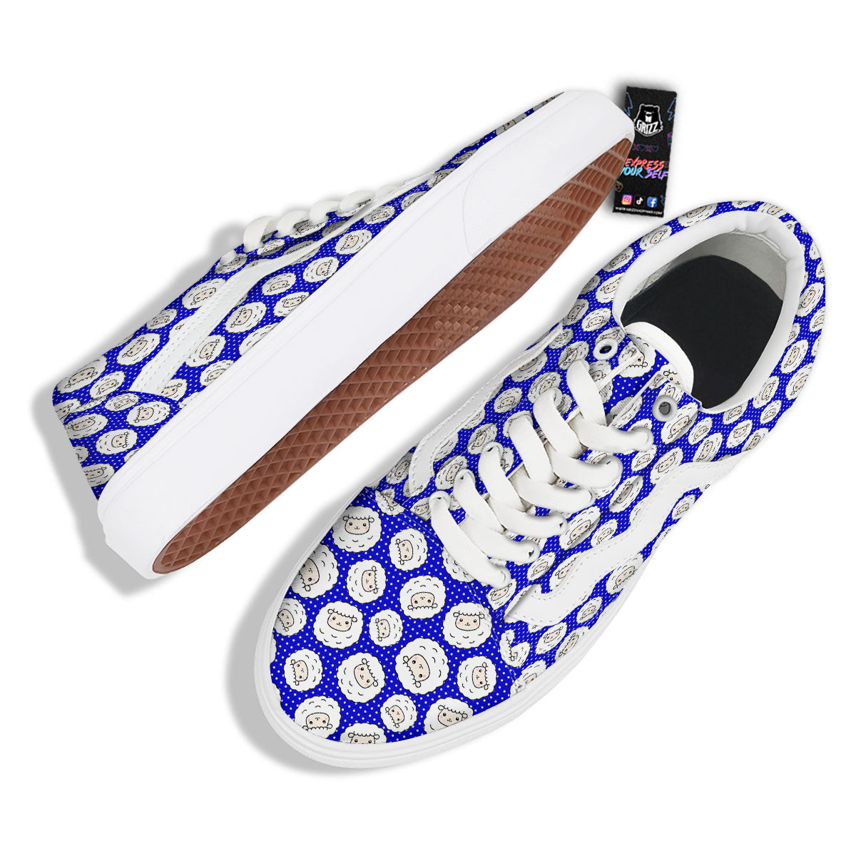 Sheep Cartoon Print Pattern Skate Shoes-grizzshop
