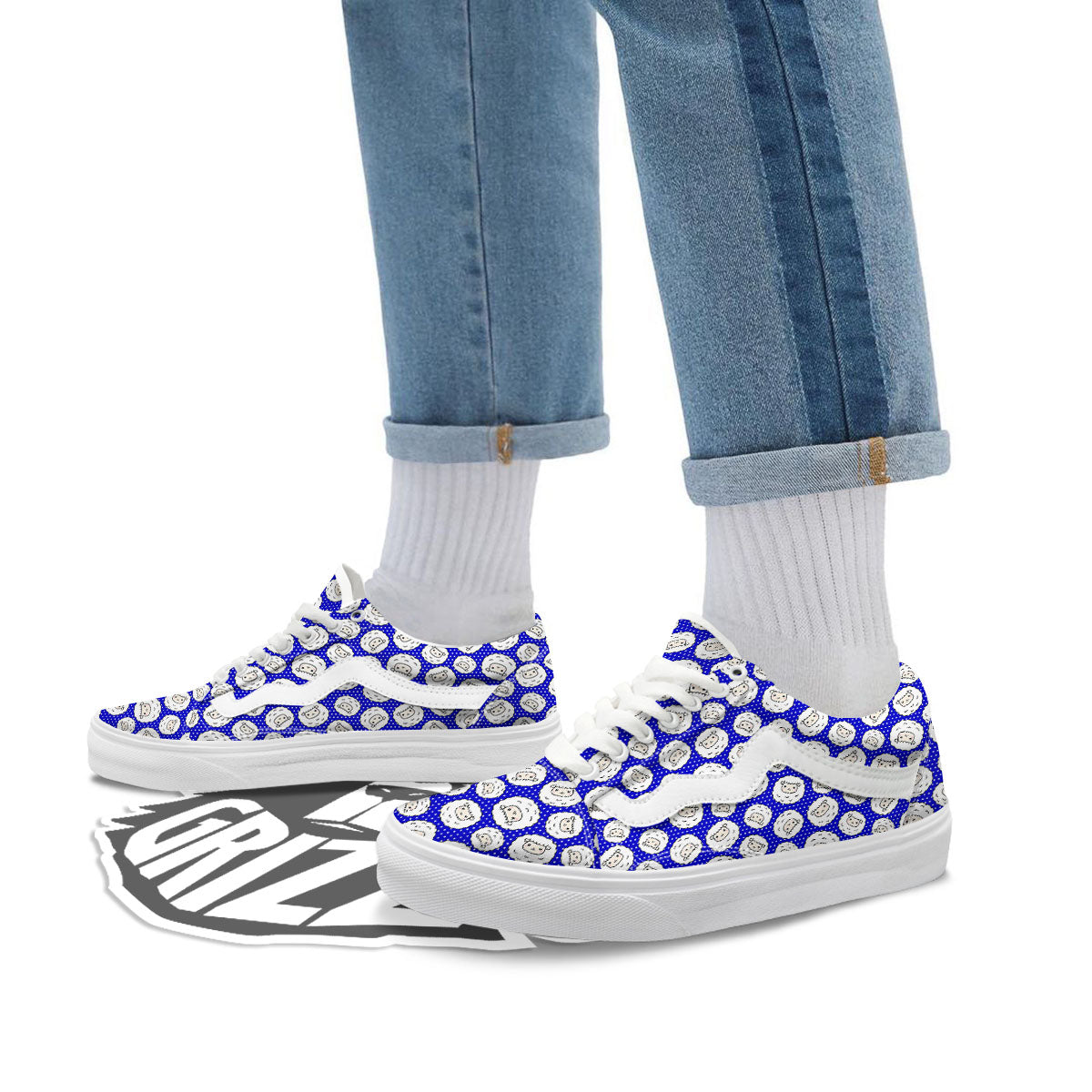 Sheep Cartoon Print Pattern Skate Shoes-grizzshop