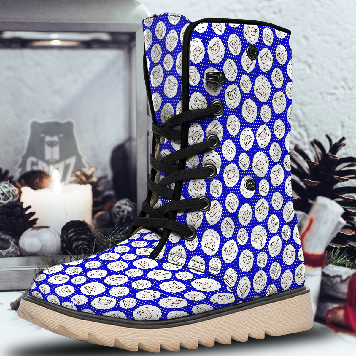 Sheep Cartoon Print Pattern Snow Boots-grizzshop