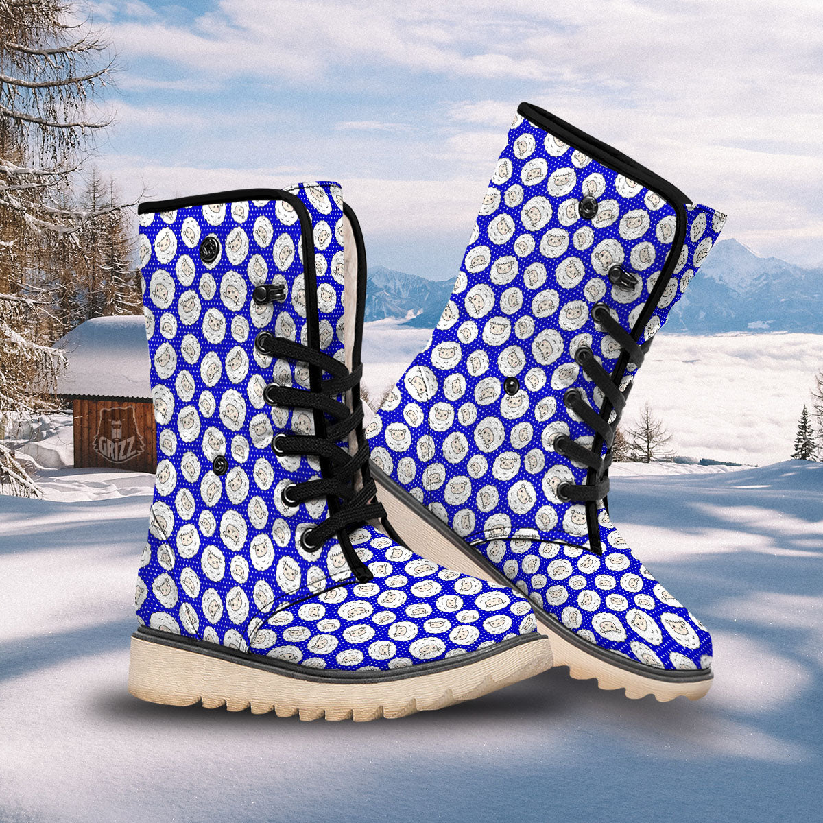 Sheep Cartoon Print Pattern Snow Boots-grizzshop
