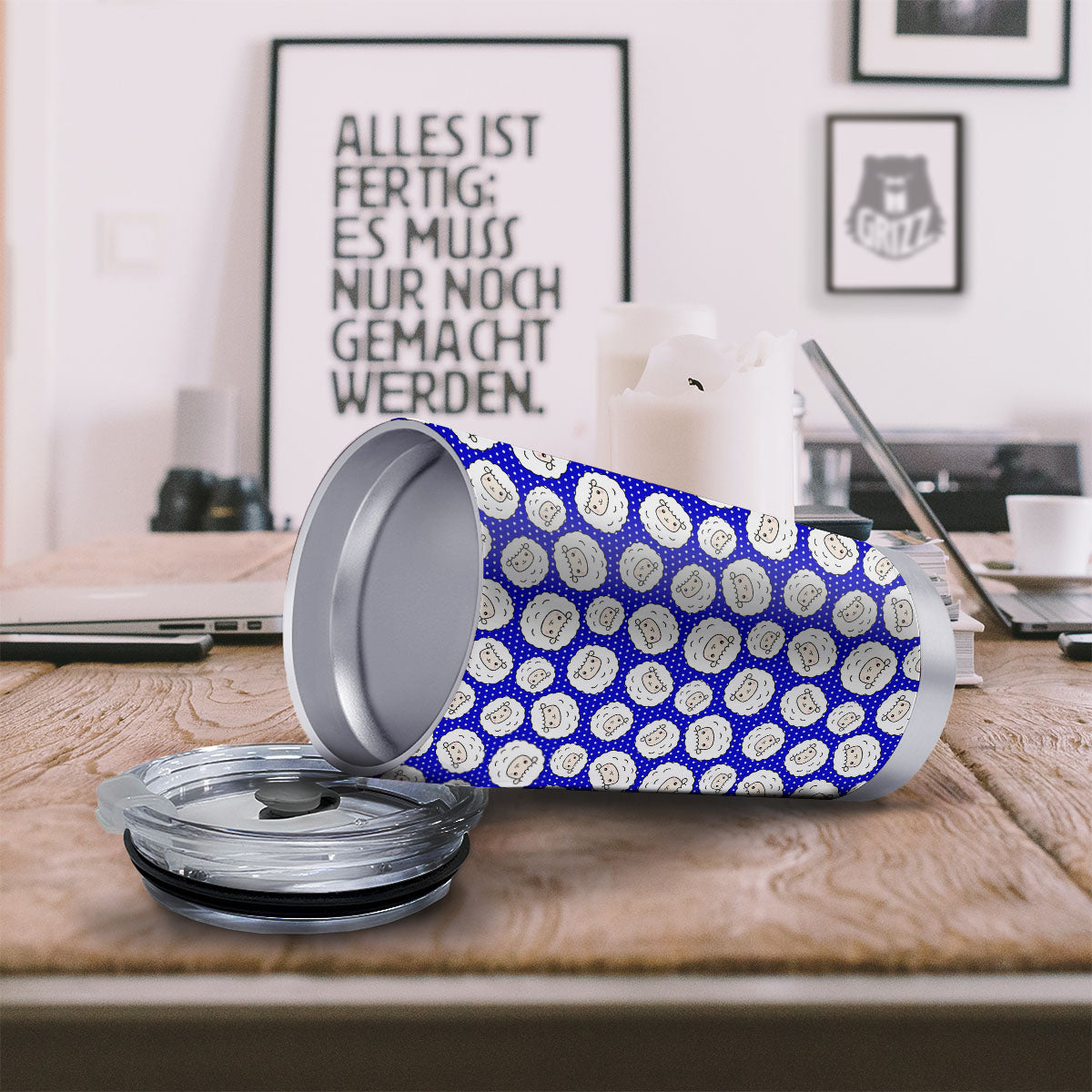 Sheep Cartoon Print Pattern Tumbler-grizzshop