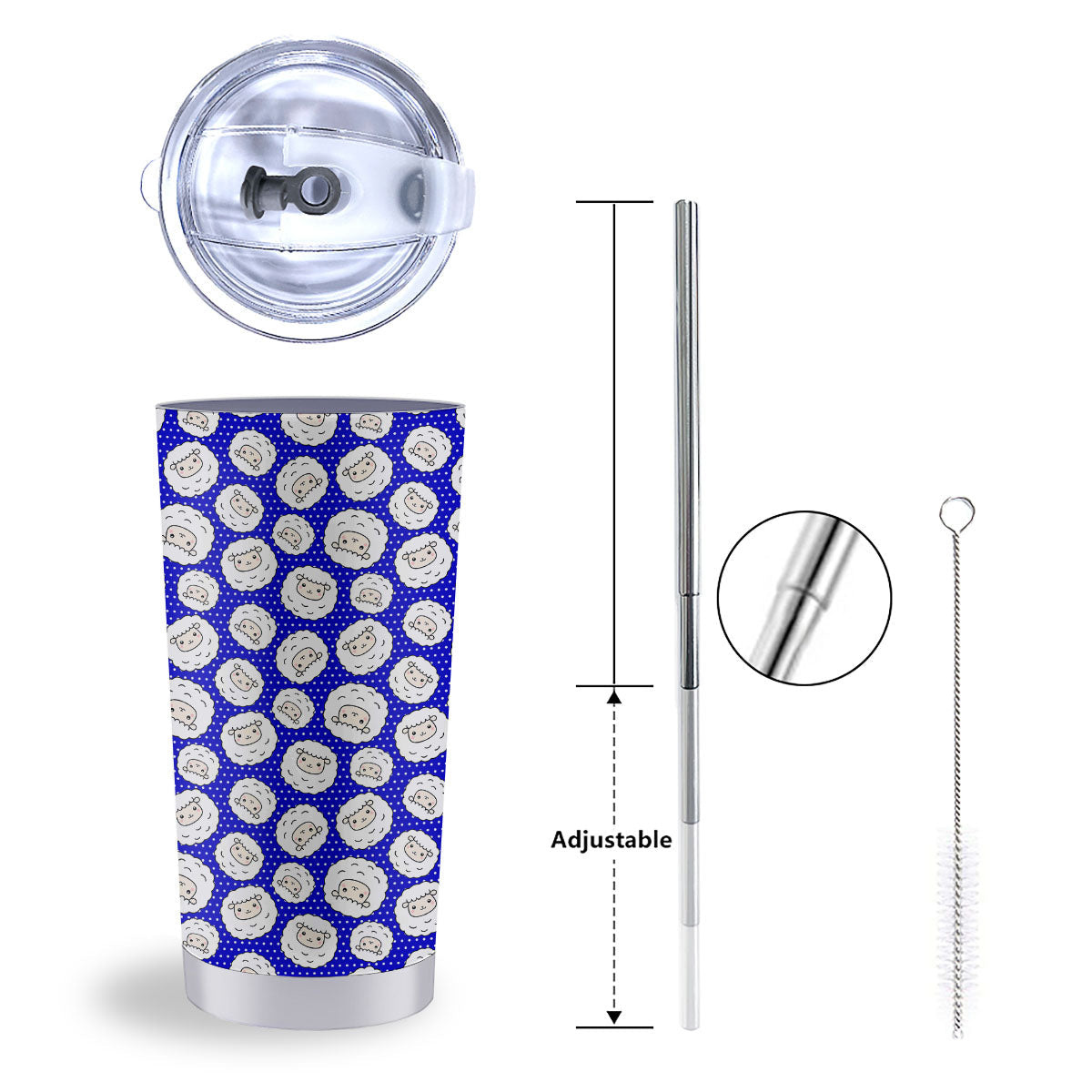 Sheep Cartoon Print Pattern Tumbler-grizzshop