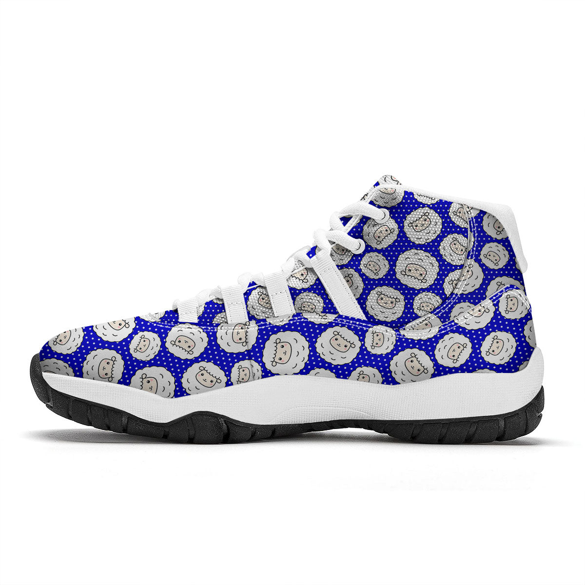 Sheep Cartoon Print Pattern White Bball Shoes-grizzshop