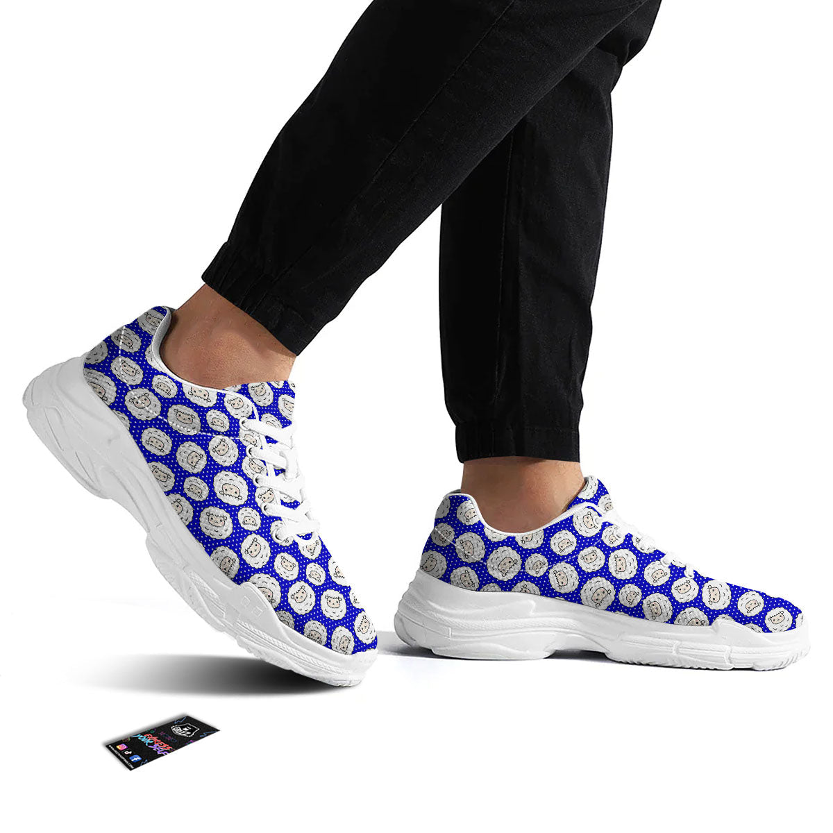 Sheep Cartoon Print Pattern White Chunky Shoes-grizzshop
