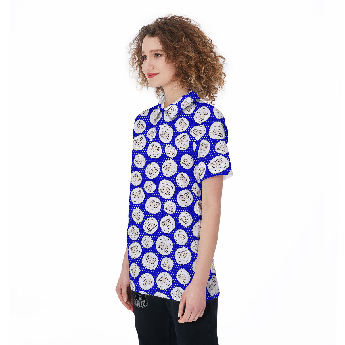 Sheep Cartoon Print Pattern Women's Golf Shirts-grizzshop