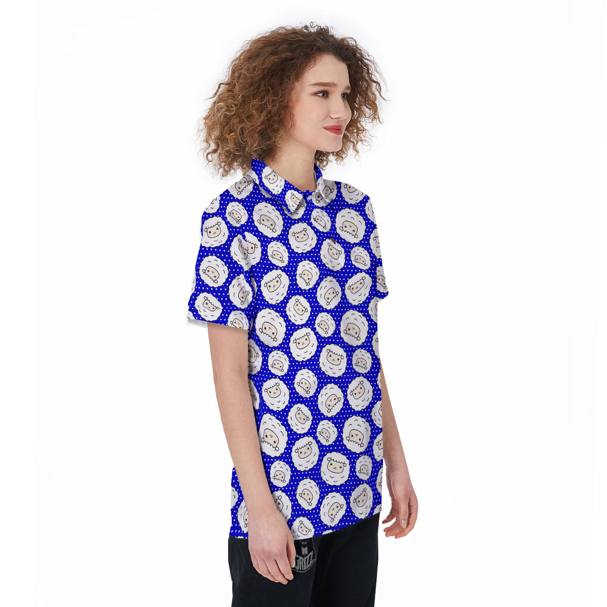 Sheep Cartoon Print Pattern Women's Golf Shirts-grizzshop