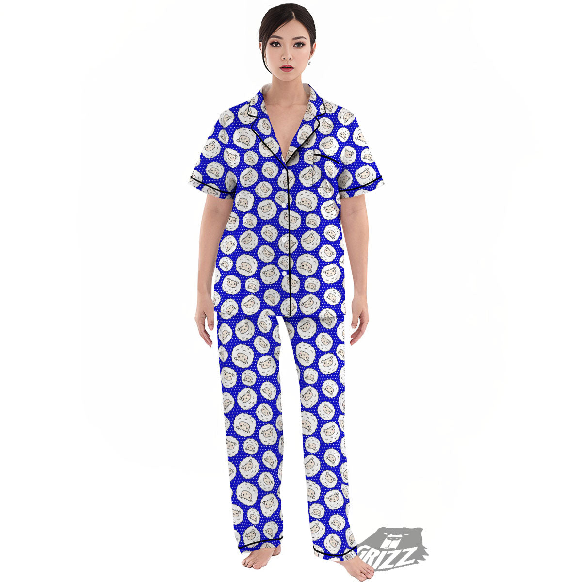Sheep Cartoon Print Pattern Women's Pajamas Set-grizzshop