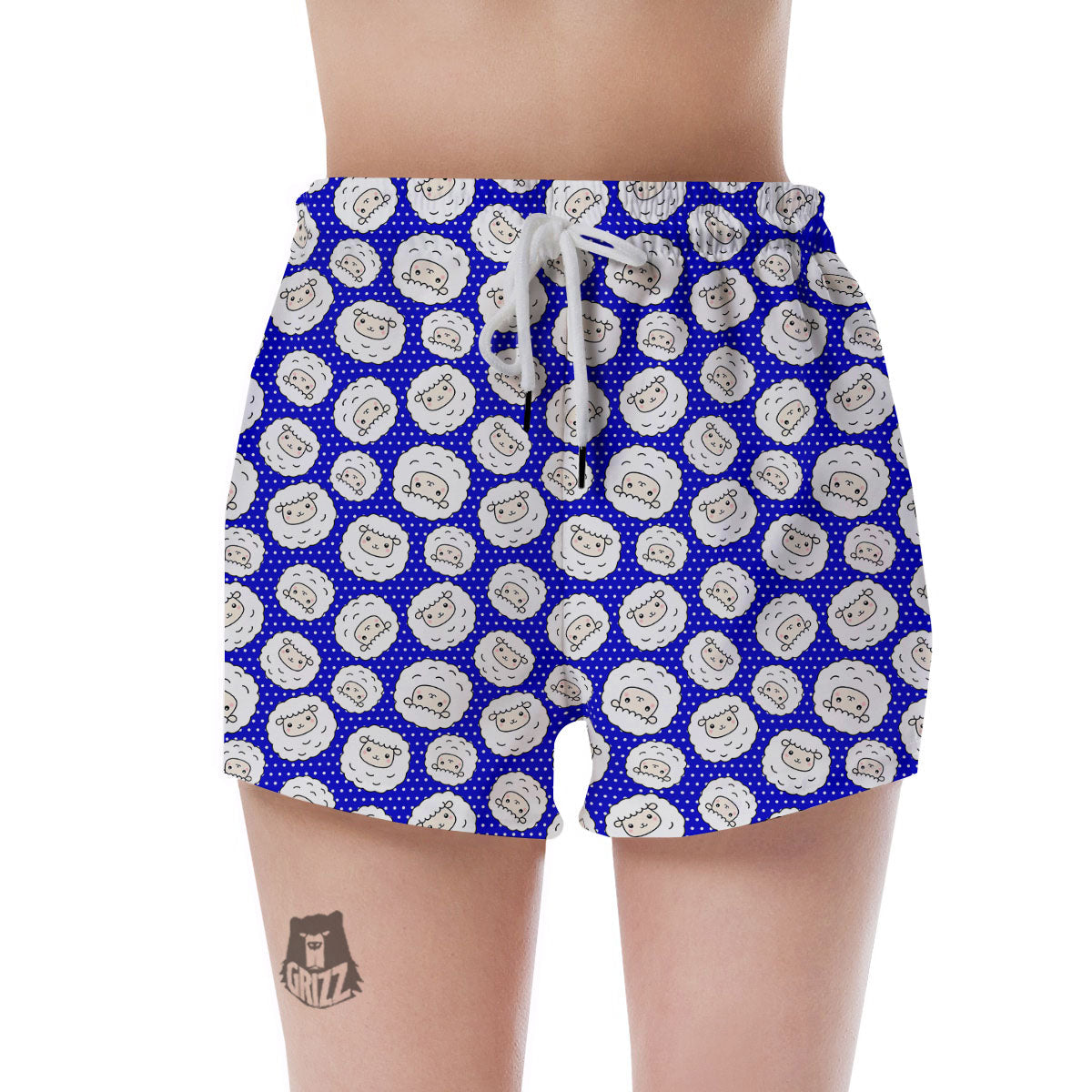 Sheep Cartoon Print Pattern Women's Shorts-grizzshop