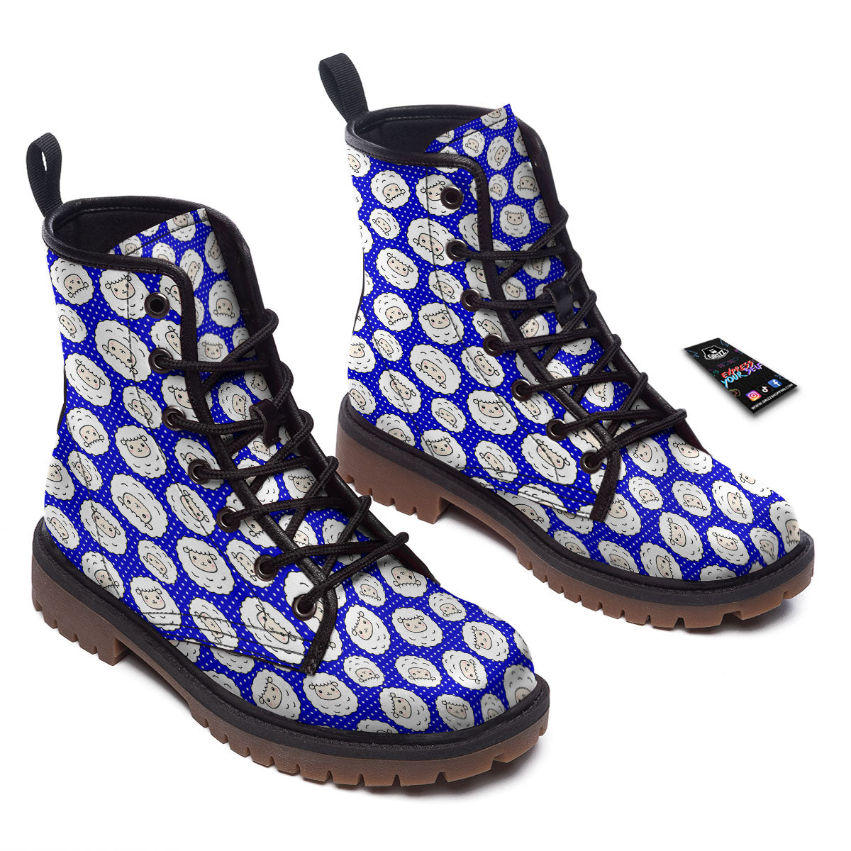 Sheep Cartoon Print Pattern Work Boots-grizzshop
