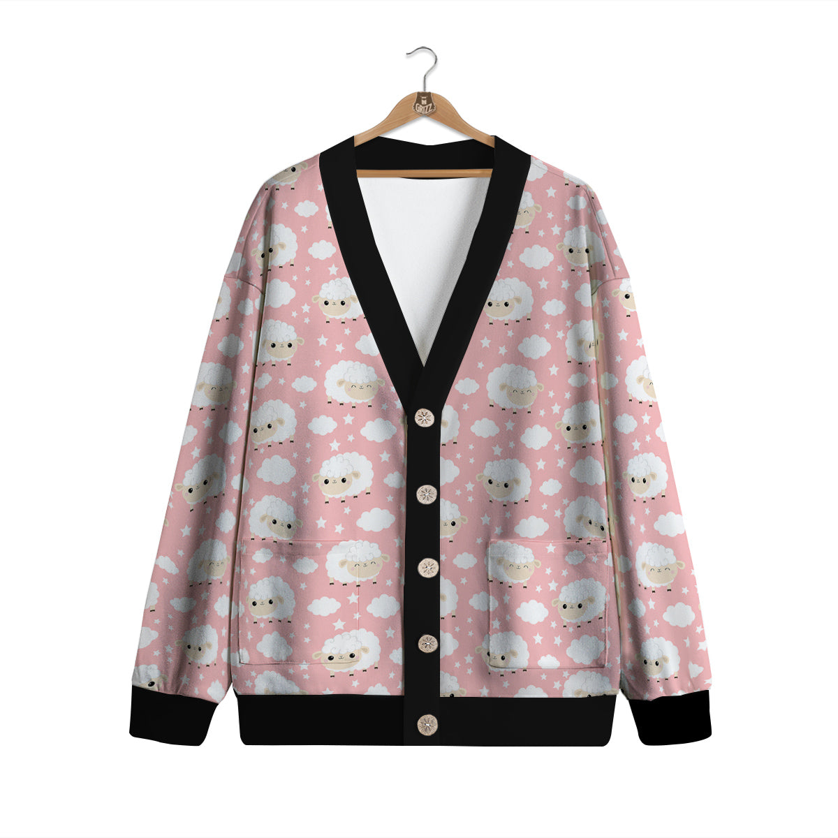 Sheep Cute Print Pattern Cardigan-grizzshop