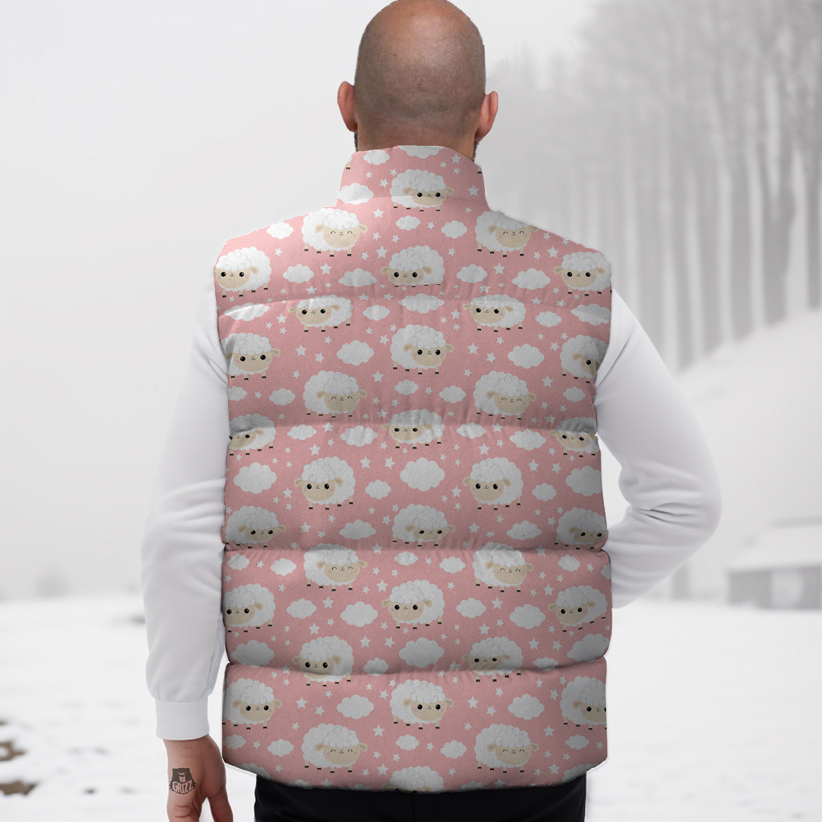 Sheep Cute Print Pattern Down Vest