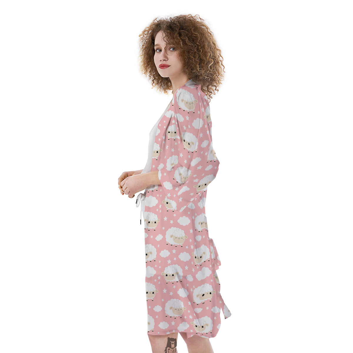 Sheep Cute Print Pattern Kimono-grizzshop