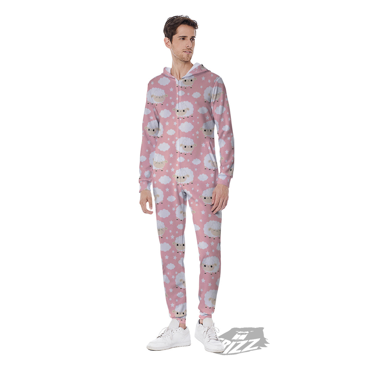 Sheep Cute Print Pattern Men's Jumpsuit-grizzshop