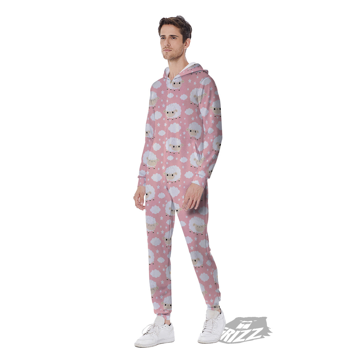 Sheep Cute Print Pattern Men's Jumpsuit-grizzshop