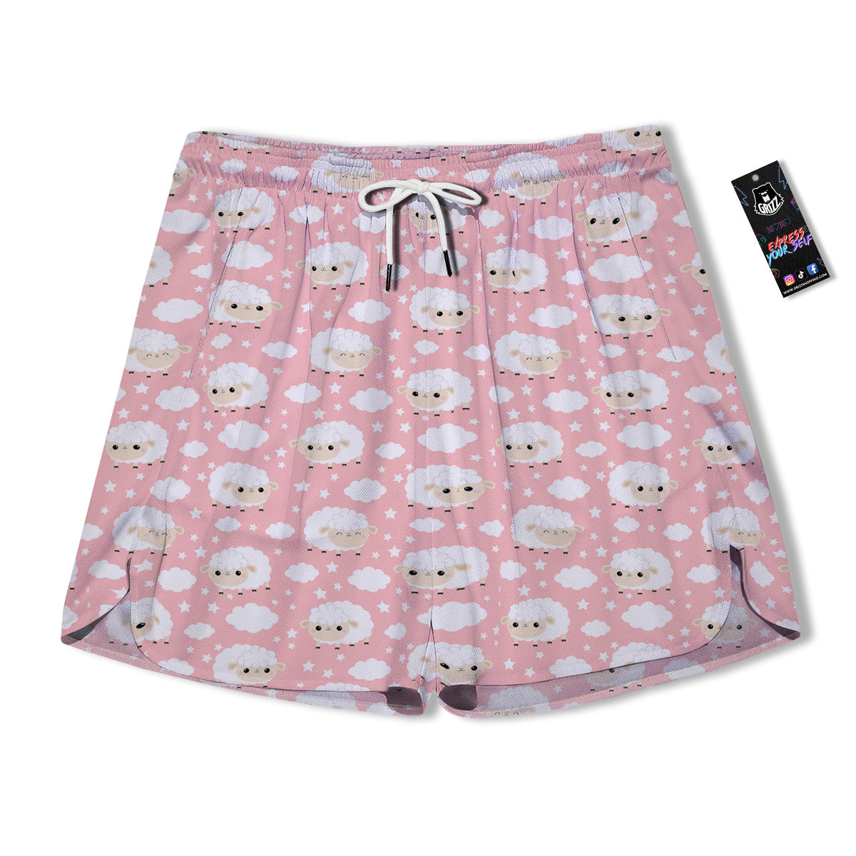 Sheep Cute Print Pattern Men's Running Shorts-grizzshop