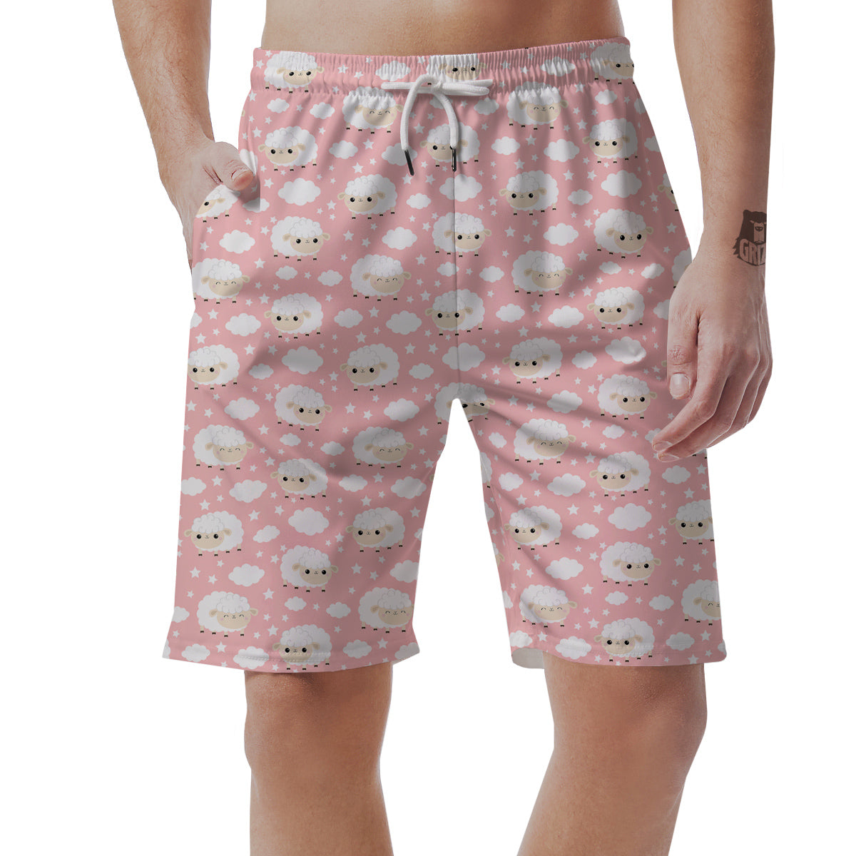Sheep Cute Print Pattern Men's Shorts-grizzshop
