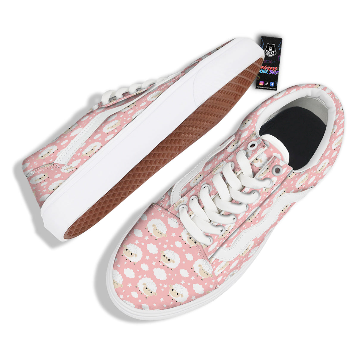Sheep Cute Print Pattern Skate Shoes-grizzshop