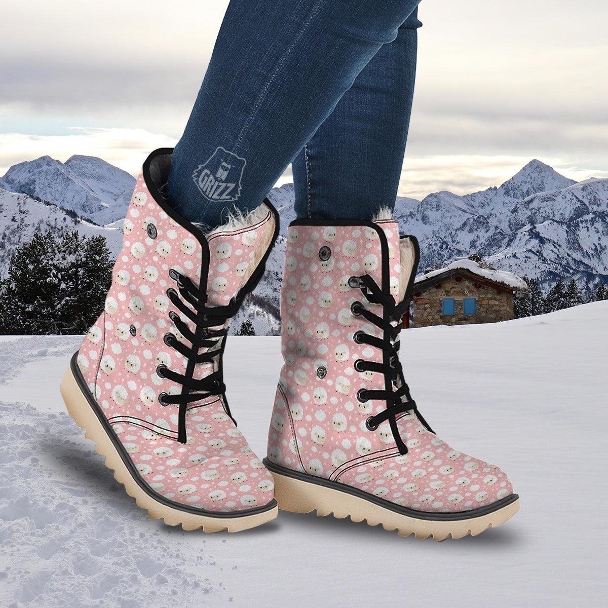 Sheep Cute Print Pattern Snow Boots-grizzshop