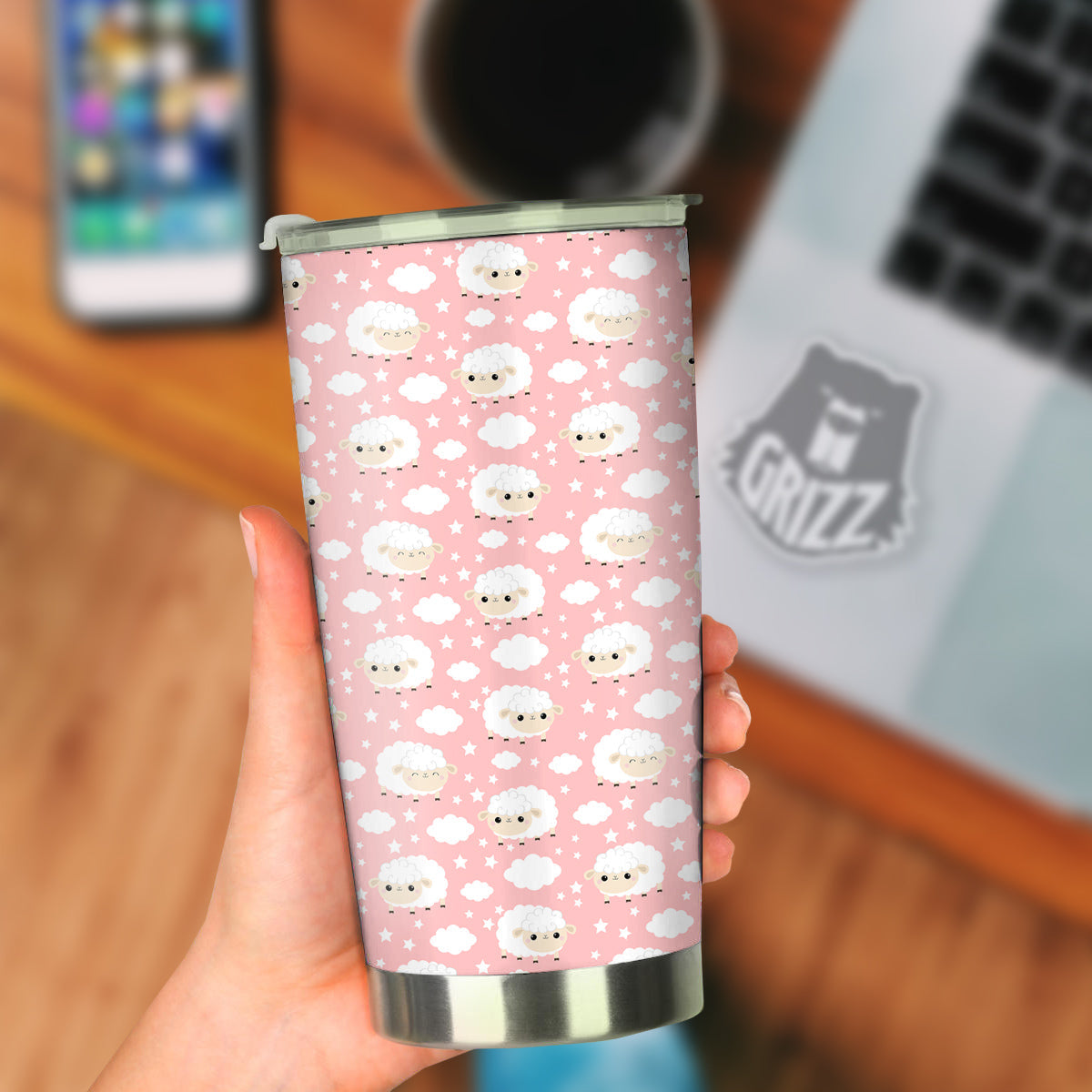 Sheep Cute Print Pattern Tumbler-grizzshop