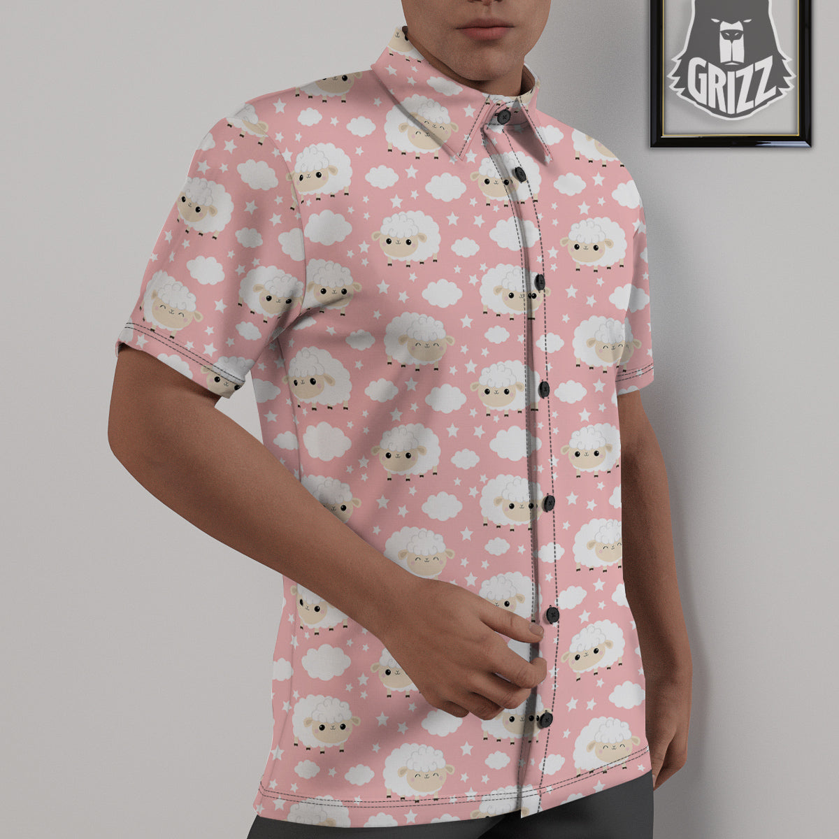 Sheep Cute Print Pattern Untucked Shirts-grizzshop