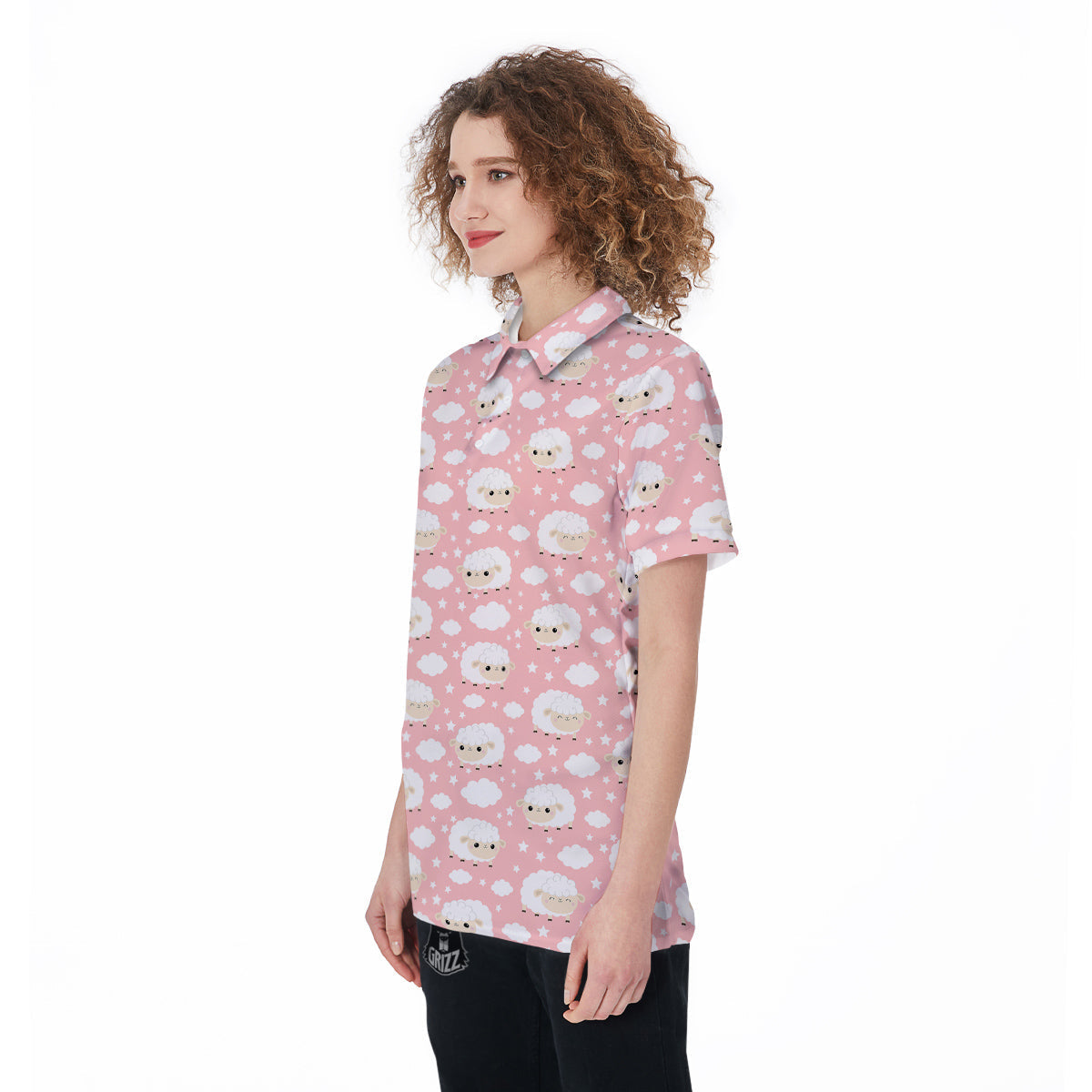 Sheep Cute Print Pattern Women's Golf Shirts-grizzshop