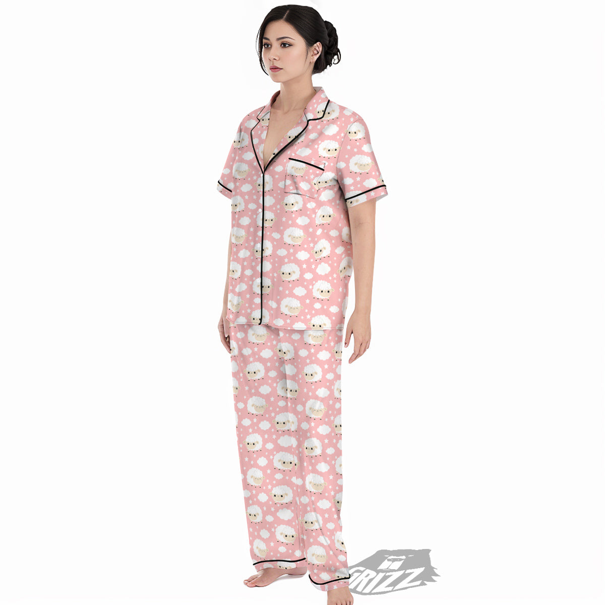 Sheep Cute Print Pattern Women's Pajamas Set-grizzshop