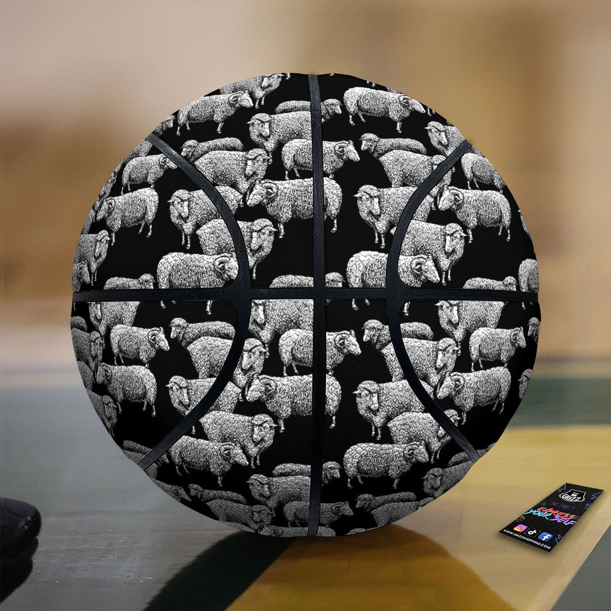 Sheep Doodle Print Pattern Basketball-grizzshop