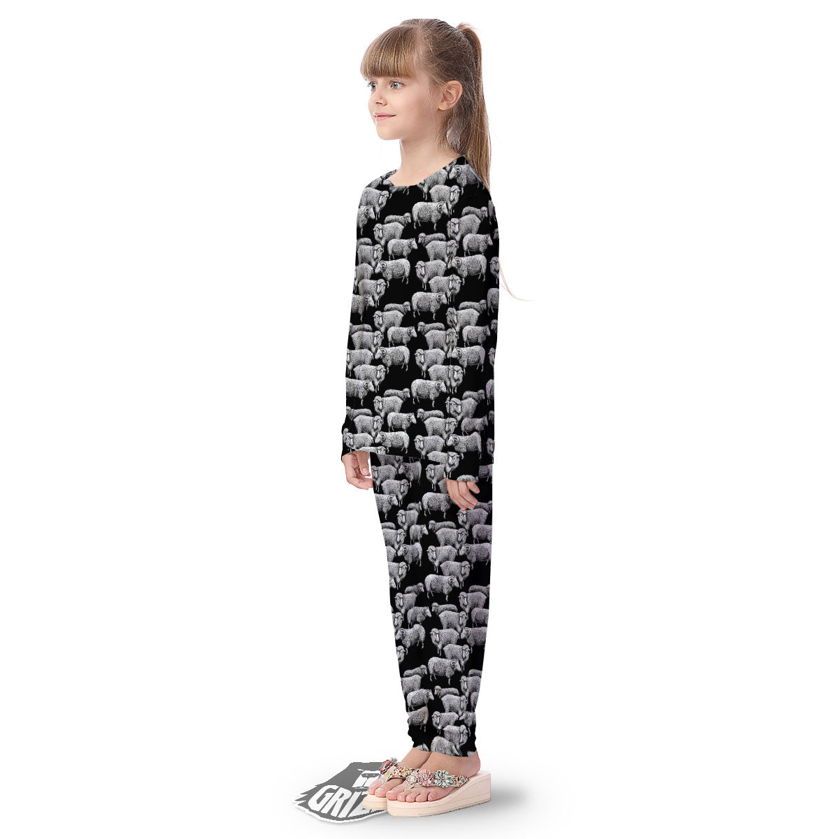 Sheep Doodle Print Pattern Kid's Pajamas-grizzshop