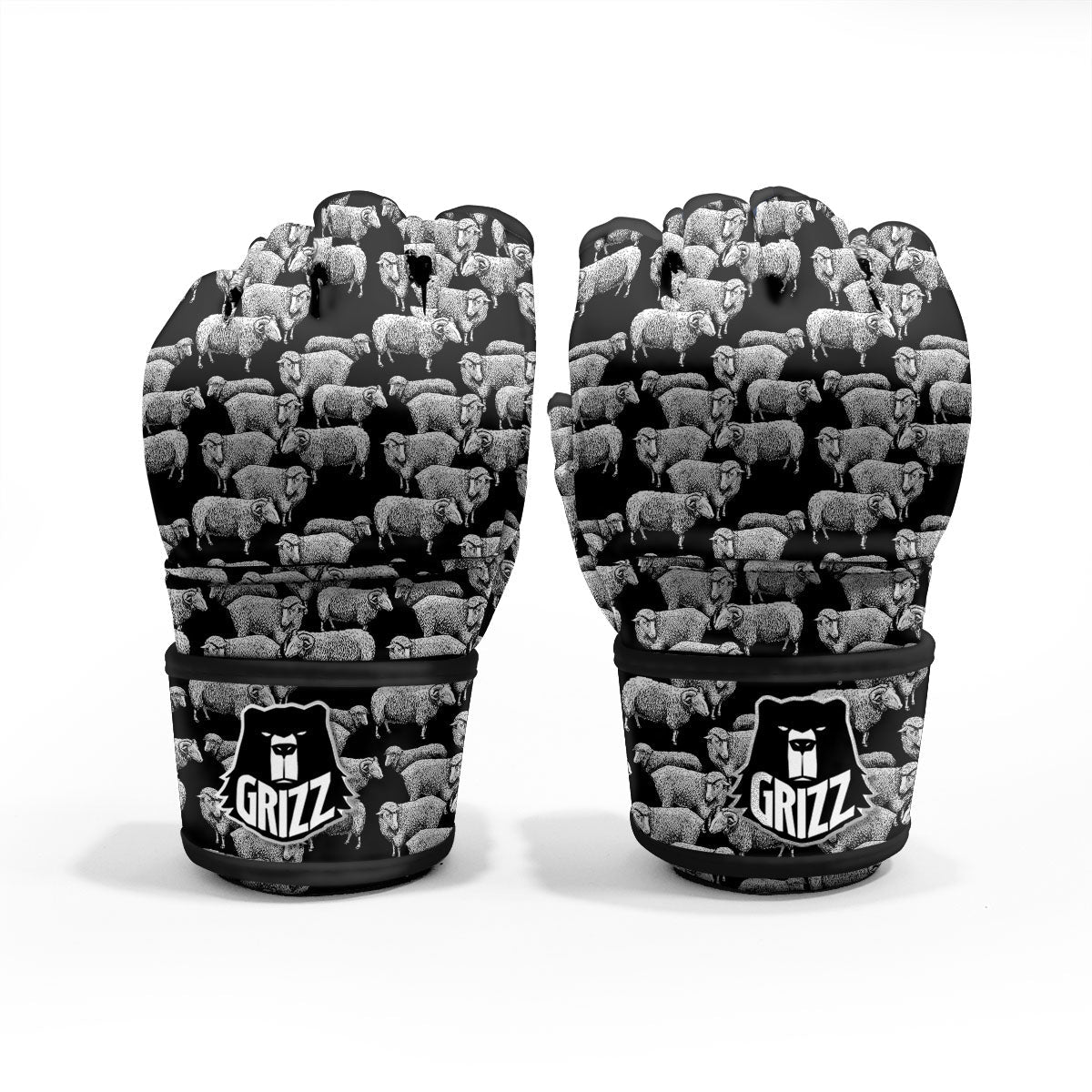 Sheep Doodle Print Pattern MMA Gloves-grizzshop