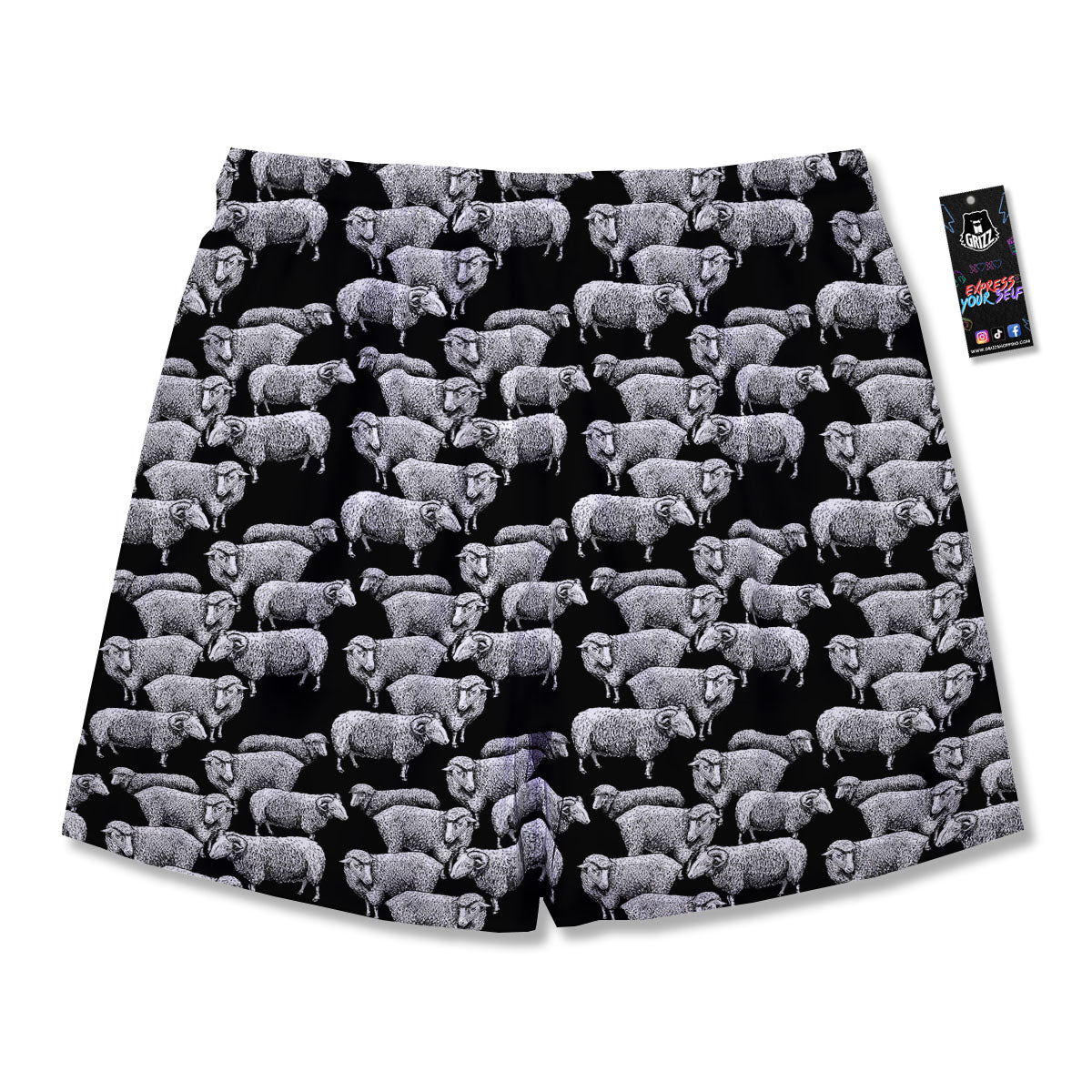 Sheep Doodle Print Pattern Men's Running Shorts-grizzshop