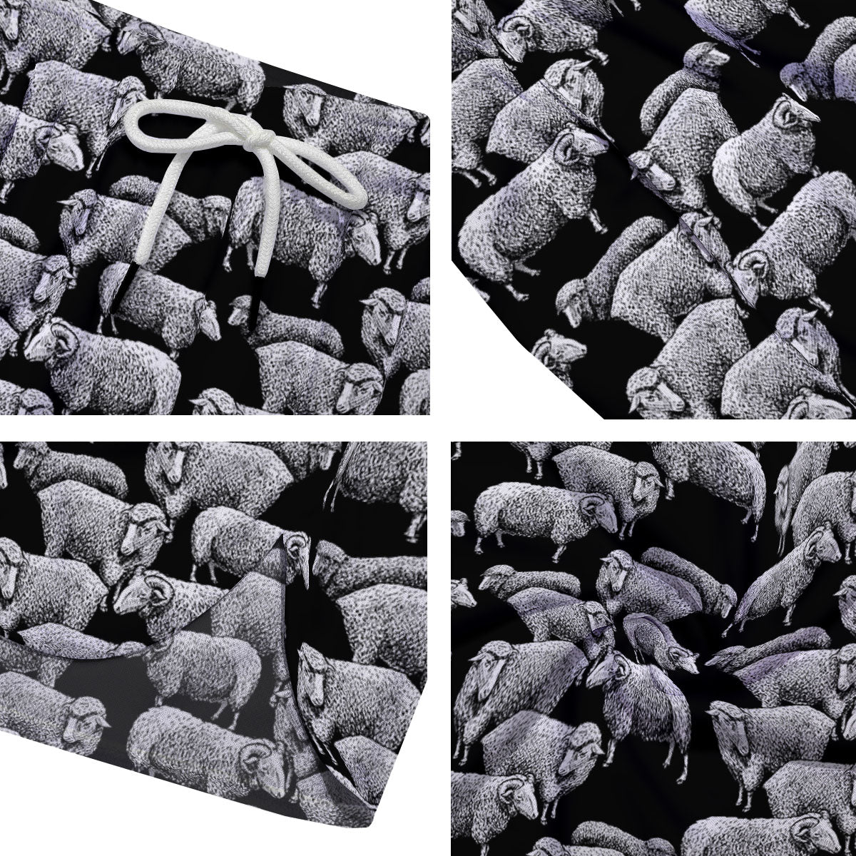 Sheep Doodle Print Pattern Men's Running Shorts-grizzshop