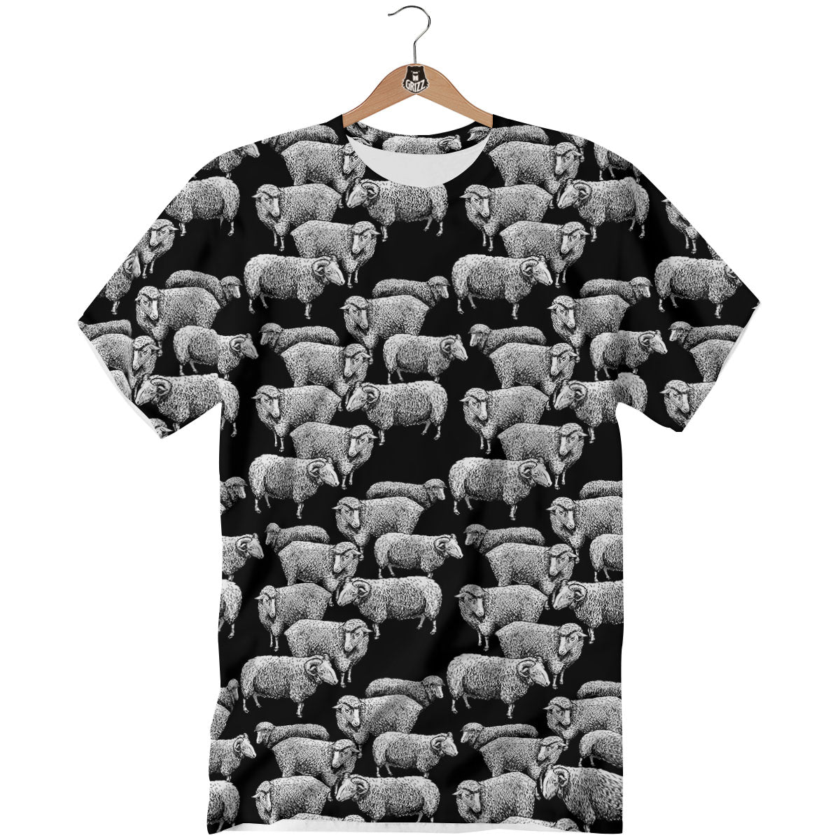 Sheep Doodle Print Pattern T-Shirt-grizzshop